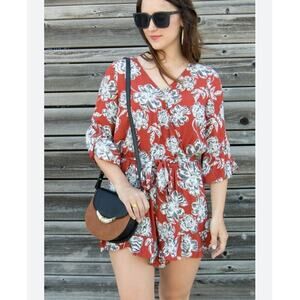 Who What Wear womens sz  XXL romper shorts jumpsuit fall orange floral